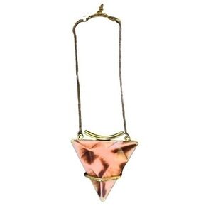 Art Deco Artisan Necklace Blown Art Glass Pink and Gold Stunning Rare Artsy